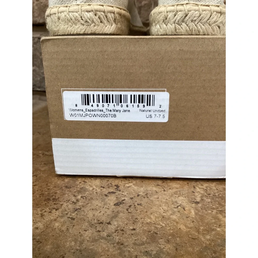 Soludos Mary Jane Espadrilles Natural Undyed Canvas Flats Size US 7-7.5 New